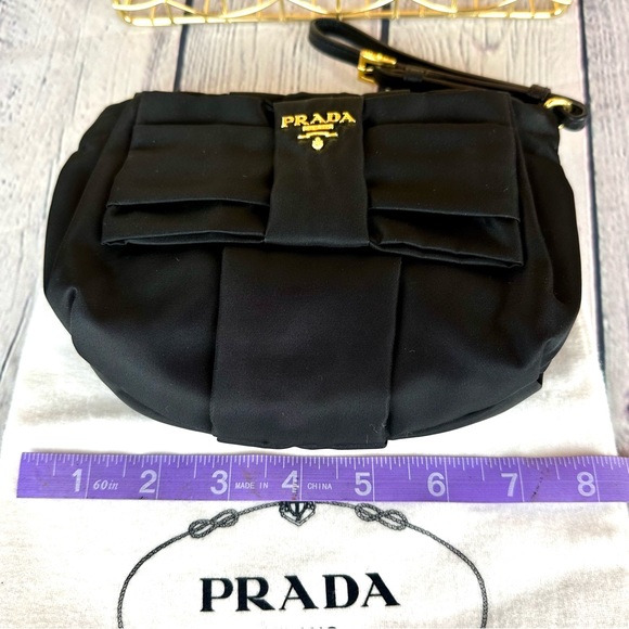 PRADA black satin Clutch wristlet bag with dust bag - Picture 11 of 12